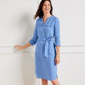 NWT: Talbots Linen Popover Shirtdress - Cross-Dye with Belt